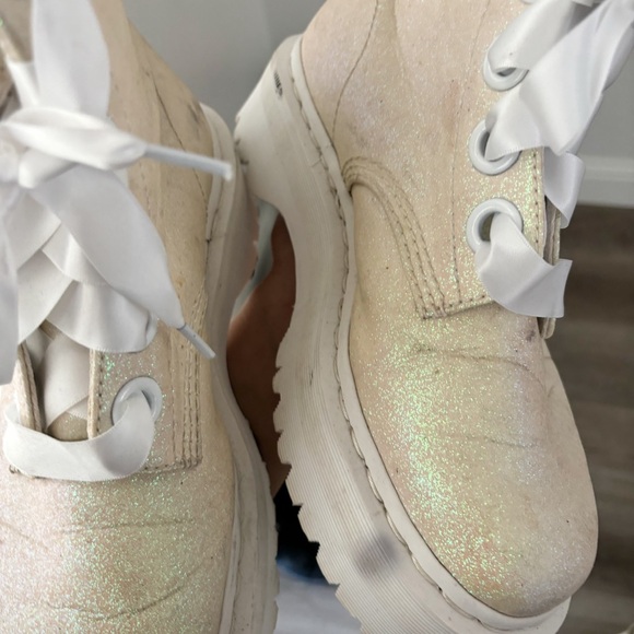 Dr. Martens Molly Glitter White Platform Boots 9 - Picture 4 of 7